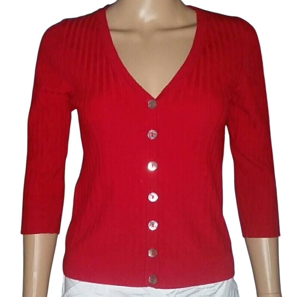 Linda Matthews ribbed buttondown Carnigan S